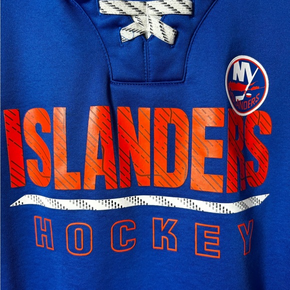 Boys New York Islanders Blue Premium Pullover Performance Hoodie Large 14/16 - Picture 4 of 7